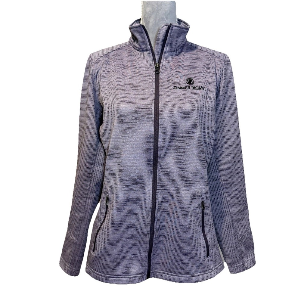 Port Authority Ladies Sz LG Zimmer‎ Biomet Purple Digi Stripe Fleece Jacket L231